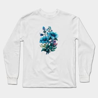 Blue Flowers Long Sleeve T-Shirt